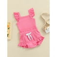 thumbnail image 3 of Coduop 3Pcs Toddler Baby Girls Flying Sleeve Tops+Bloomer Shorts Summer Outfits, 3 of 9