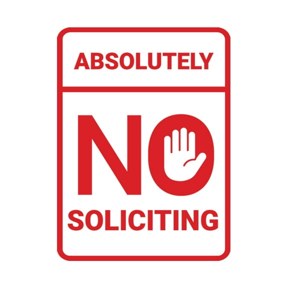 Portrait Round Absolutely No Soliciting Sign (White/Red) - Large