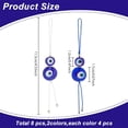 thumbnail image 2 of 1set 8pcs 2 colors Handmade Evil Eye Lampwork Pendant Decorations with Brass Spacer Beads Flat Round Blue 115mm 4pcs/color, 2 of 7