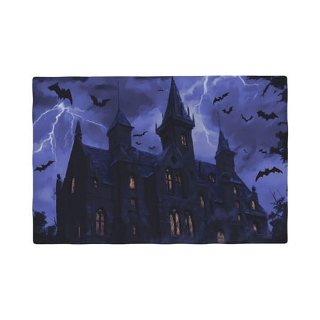 

Placemats Set of 4 Halloween Bat Castle Place mats for Dining Table Indoor/Outdoor Cute Heat Resistant Washable Table Mats(18 x 12 )