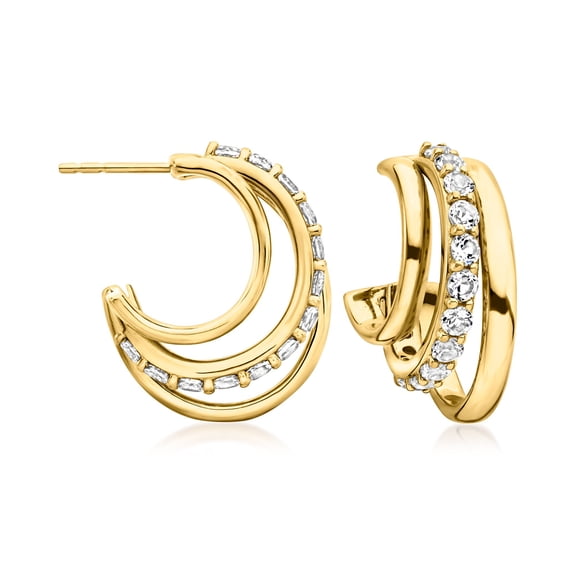 Ross-Simons 2.00 ct. t.w. White Topaz Convertible Multi-Hoop Earrings in 18kt Gold Over Sterling, Women's, Adult