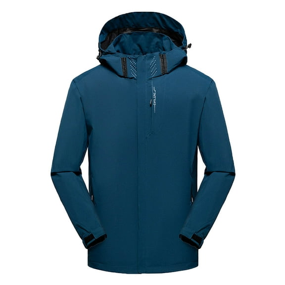 IROINNID Mens Outdoor Jacket On Sale Comfy Outdoor Hiking Windbreaker Waterproof Hooded Coat Long Sleeve Hooded Outwear & Jackets,Sky Blue