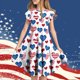 thumbnail image 2 of Odeerbi Niñas Día de La Independencia A-Línea Vestido Acampanado Verano Patriótico Estrella Raya Cuello Redondo Vestido Casual Con Bolsillos, 2 of 7