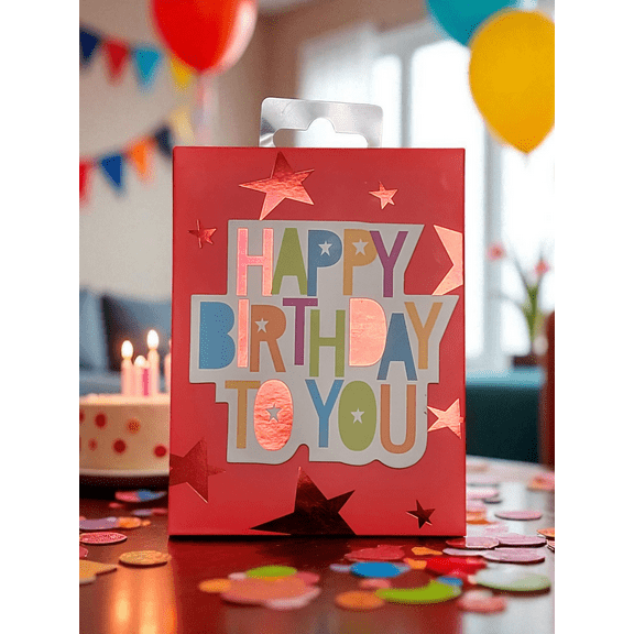 Happy Birthday To You Gift Card Holder Envelope Box, 5.5" x 4.2", Pack of 6