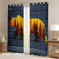 thumbnail image 3 of Feelyou Jungle Bear Print Black Out Curtains, Vintage Blue Cabin Curtains Pack of 2 (42x63 Each), Rustic Farmhouse Theme Bedroom Curtains, Window Curtains Bedroom Decor, 3 of 7