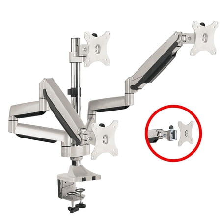 UPC: 0662774043869 | SIIG CE-MT3611-S1 Triple Monitor Aluminum Gas Spring Desk Mount – Silver