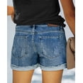 thumbnail image 4 of Pantalones cortos KISSMODA de mezclilla para mujer, talle alto, azul rasgado, 4 of 5