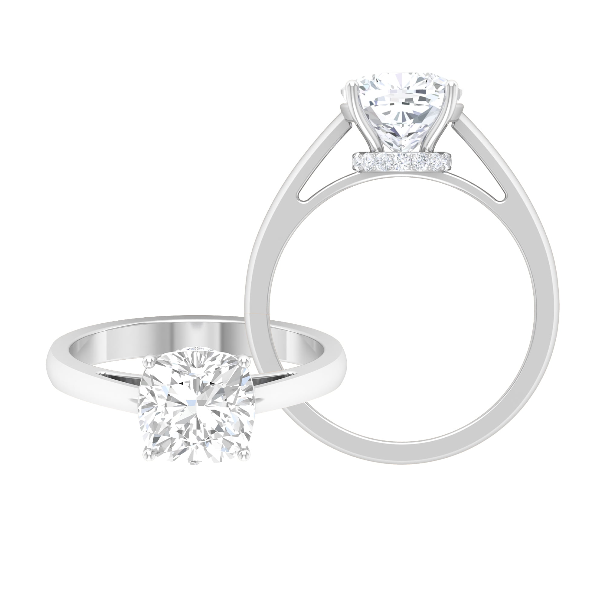 3.50ct Cushion Cut Simulated Diamond Halo Engagement Wedding Ring Set 925 Silver 