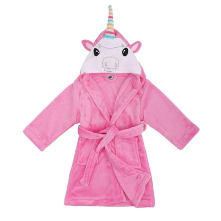Animal Plush Soft Hooded Terry Bathrobe,Unicorn Pink,XL(10-12