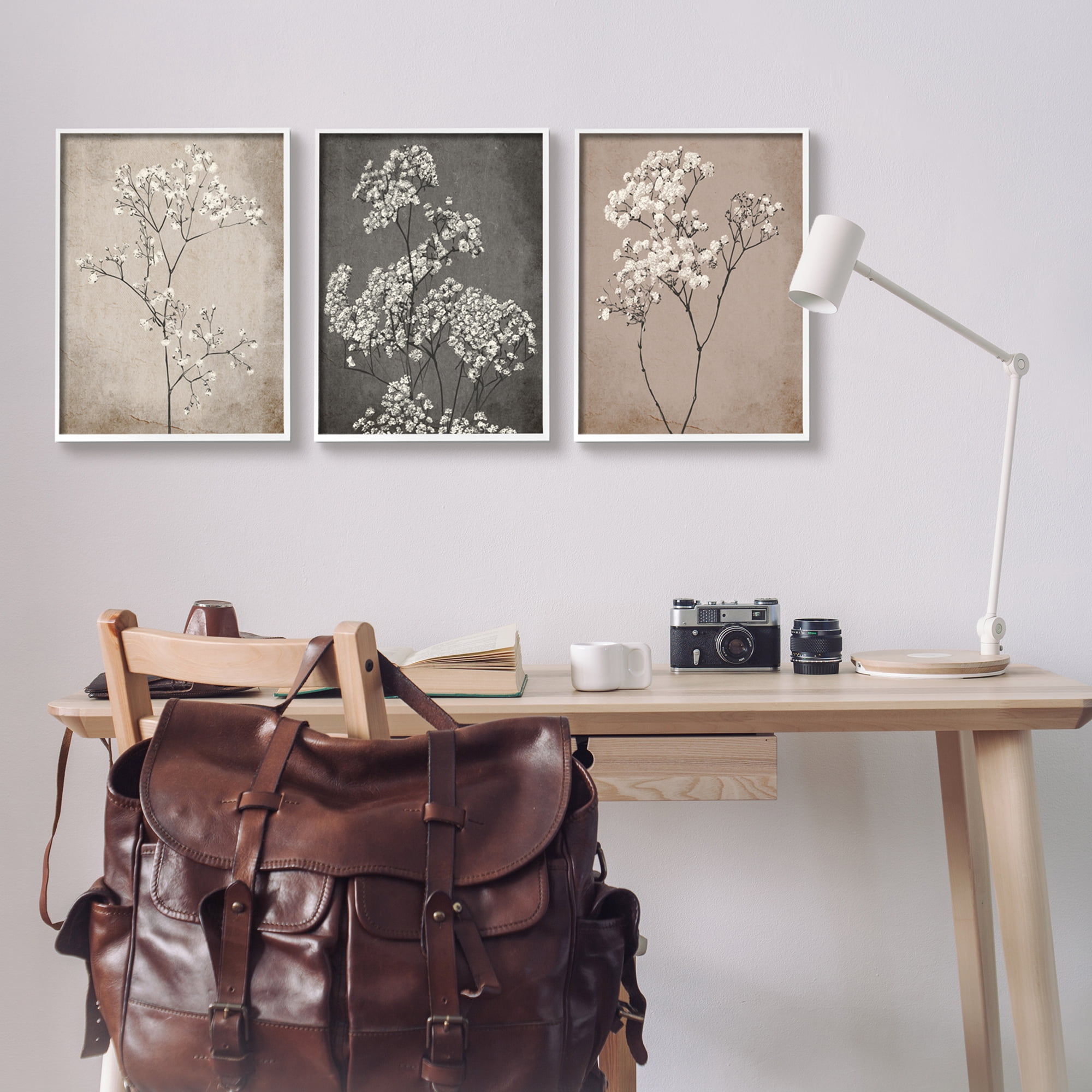 Stupell Industries Botanical Baby's Breath Herbs Botanical & Floral Painting White Framed Art Print Wall Art, 16 x 20, Set of 3