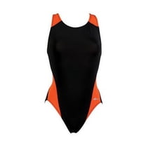 Dolfin Ocean Panel Women's Performance Swimsuit in Black/Orange, Size 22