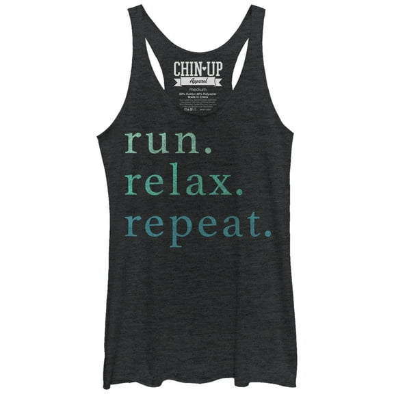 Women's CHIN UP Run Relax Repeat  Racerback Tank Top Black Heather X Large