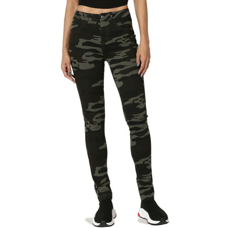 Ponte Skinny Pant - TheMogan Junior's Camo Military Print Stretch Ponte Knit High Waist Skinny Pants