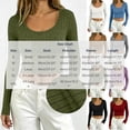 thumbnail image 4 of Stamzod Fitted T Shirts for Women Fashion U Neck Long Sleeve Crop Tops Casual Knit Ribbed Basic Tees, 4 of 8