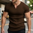 thumbnail image 2 of Men's Slim Fit V-Neck T-Shirt Short Sleeve Casual Summer Tee Elastic Comfortable Athletic Shirt for Daily Wear Men's Loose Fit Shirt Summer Oversized Button Tee, 2 of 6