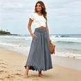 thumbnail image 3 of Wutalume Maxi Skirts for Women Flowy - High Waist Elastic Waist Solid Color Long Maxi Skirt, Soft and Lightweight for Beach Vacation Summer Daily Wear,Gray M, 3 of 8