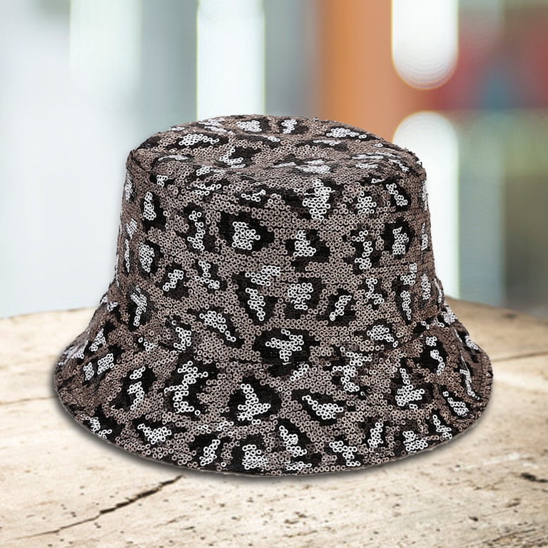 Sequined Leopard Bucket Hat Reversible Leopard Bucket Hats Women Fashion Cheetah Floppy  main image 4