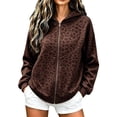 thumbnail image 3 of Women's Leopard Print Long Sleeve Zip Up Hoodie Loose Fit Pullover With Pockets, Casual Hooded Sweatshirt For Daily Wear, 3 of 6