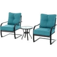 Mainstays Forest Hills 3pc Outdoor Metal Chat Set, Blue Cushions