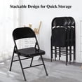 thumbnail image 4 of VECELO Set of 4 Metal Folding Chairs with Triple Braced & Double Hinged Back for Home Office, Black, 4 of 8
