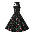 thumbnail image 6 of IWRICH Christmas Dresses for Women Elegant Sleeveless Halter Neck Dress Bowknot Cute Graphic Xmas Party Outfit Black5 S, 6 of 7