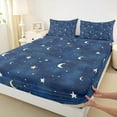 thumbnail image 3 of Manfei Cute Stars Moon Bed Sheets,Galaxy Starry Night King Sheets,Blue Yellow Sheet Set For Girl Teens,Luxury Bedroom Decor,4-Piece, 3 of 7