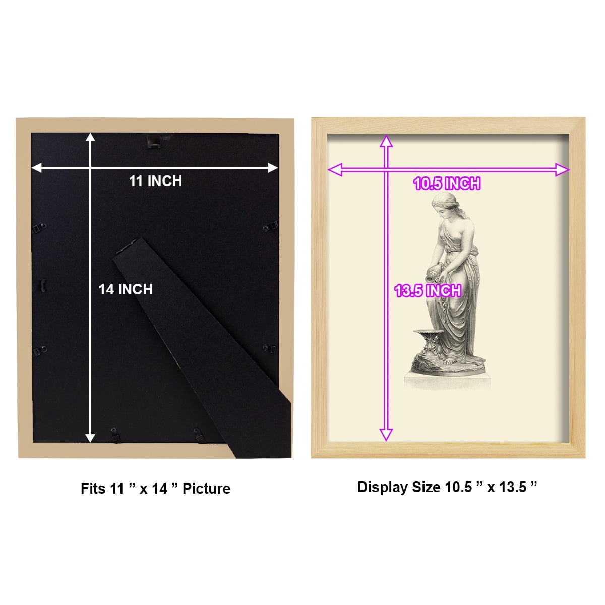 Classical Statuary II -Framed Print w/glass-Natural Wood