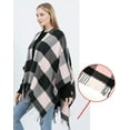 thumbnail image 4 of ZhangBaoLin Women Shawl Wrap Cardigan Plaid Poncho Cape Tassels Open Front Long Blanket Winter Sweater Coat, 4 of 4
