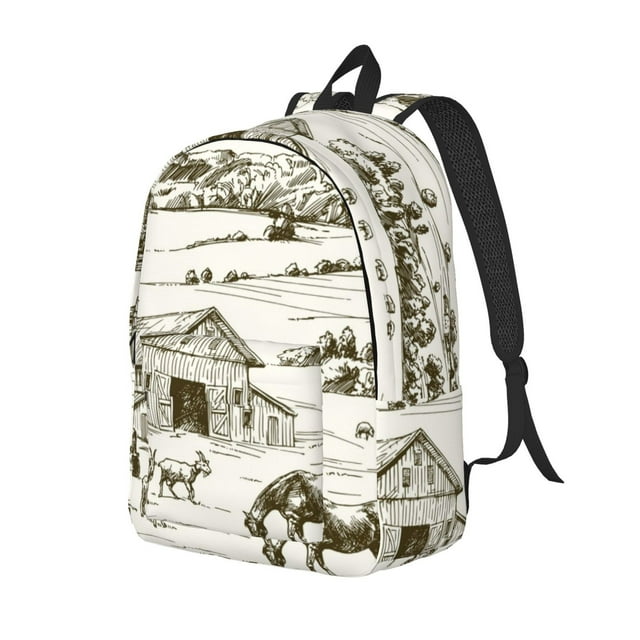 Easygdp Farm Animals 2 for Durable Canvas Laptop Backpack - Adjustable Shoulder Strap, Large Capacity, Fits 15-17in Laptops, for School, Work, Travel-Medium