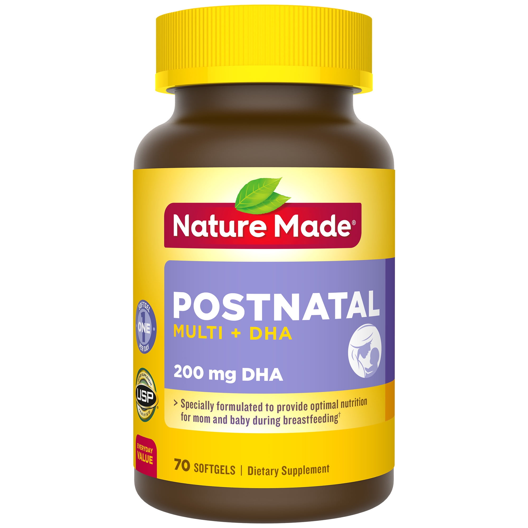 Nature Made Postnatal Multivitamin + DHA Softgels, 70 Count for Daily