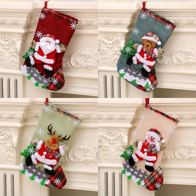 6pcs Christmas Stockings Large Knitted Xmas Stockings 18 Inches Fireplace  Hanging Stockings for Family Holiday Christmas Decoration 