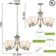 thumbnail image 4 of Depuley 5 Light Modern Chandelier Light Fixtures Contemporary Chandelier Brushed Nickel with Glass Shade Adjustable Ceiling Hanging Pendant Lighting for Living Room Dining Bedroom,E26 Socket, 4 of 9
