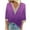 Purple, variant on Trendsetting Women's Apparel Fashion Plus Size Fashion Women's Summer V-Neck 3/4 Sleeve Lace Splicing Solid Casual T-shirt Blouse Top