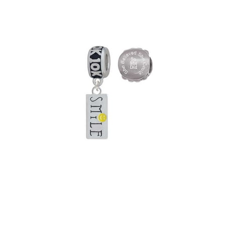 10k Rectangle Charms - Smile with Smiley Face Rectangle 10K Run She Believed She Could Charm Beads (Set of 2)