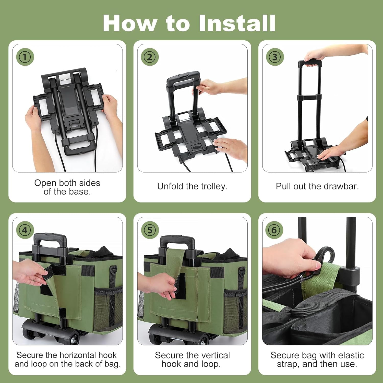 New-Rolling Cleaning Caddy Bag With Detachable Trolley, Professional