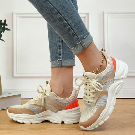 

XIAQUJ Women Shoes Platform Sneakers Lightweight Fashion Sneakers Comfortable Soft Outdoor Sneakers Women s Fashion Sneakers Khaki 11(42)