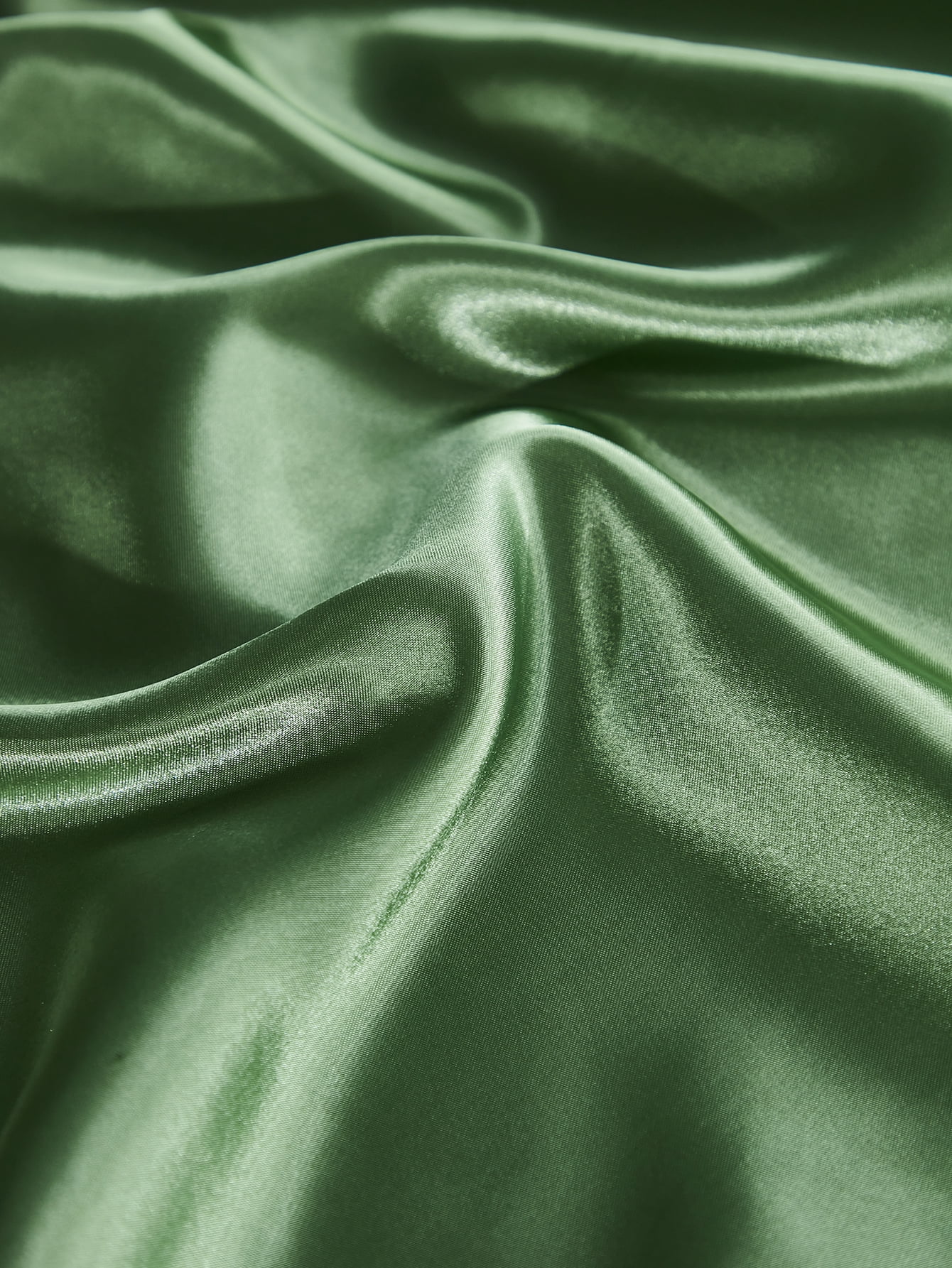 Move Over Grass Green Satin Pillowcases King, Silk like Satin Pillow Cover Set of 2, Silky Microfiber Solid Pattern, 2 Pack