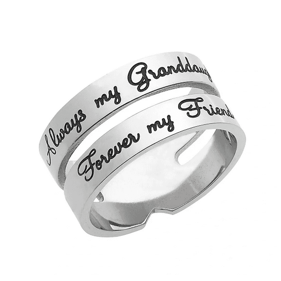 Women Stainless Steel Always My Granddaughter Forever My Friend Granddaughter's Ring - Stackable Ring Granddaughter's Jewelry & Gifts.