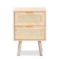 thumbnail image 4 of Baxton Studio Baird Light Oak Brown Wood and Rattan 2-Drawer End Table, 4 of 9