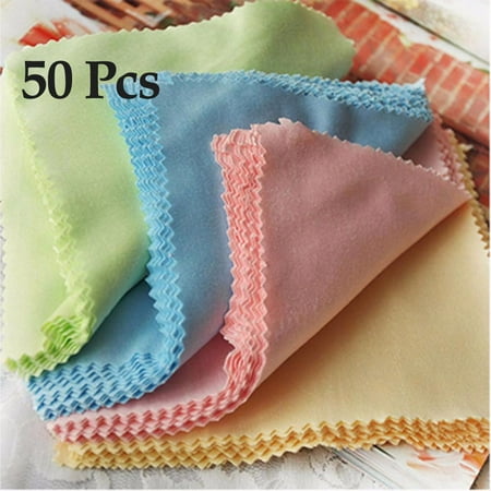 50 Microfiber Cleaning Cloths for Eyeglasses, Cell Phones, Camera Lens, Tablets, Laptops, LCD Screens FREE Eyeglass Pouch by Juniper's Secret