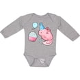thumbnail image 3 of Inktastic Cute Axolotl Birthday with Cupcake Boys or Girls Long Sleeve Baby Bodysuit, 3 of 5
