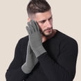 thumbnail image 2 of AWZXDE Mens Gloves Solid Color Winter Thickened Knitted Outdoor Warm Screen Snowman Embroidered, 2 of 5