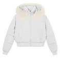 thumbnail image 3 of MaFYtyTPR Womens Winter Coats Women's Long-sleeved Hooded Pocket Solid Color Casual Warm Cotton Jacket Beige XXL, 3 of 4