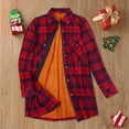 thumbnail image 4 of Skpblutn Women'S Button Down Shirts Winter Fall Casual Comfortable Tops Plaid Lined Jacket Up Fuzzy Checkered Flannel Round Neckline Long Sleeve Plus Size Blouse F 3Xl, 4 of 5