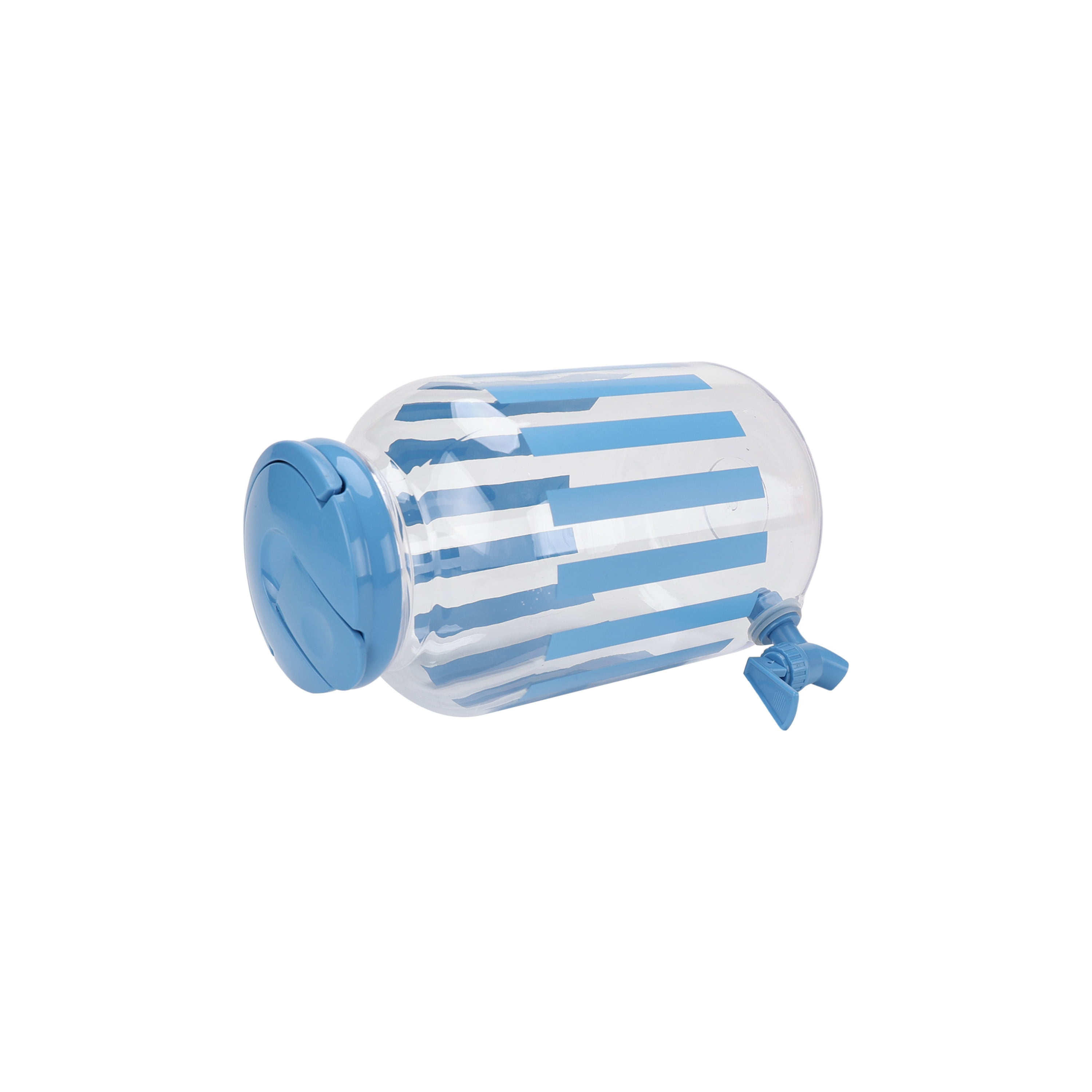 Mainstays Acrylic 1.2 Gallon Leak Proof Beverage Dispenser, Blue Stripe