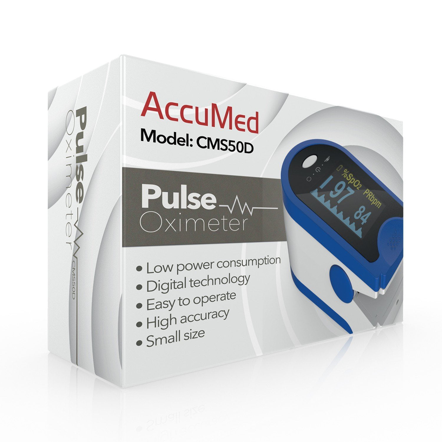 AccuMed CMS-50D Finger Pulse Blood Oxygen Sensor SpO2 for Sports and Aviation. Portable and Lightweight LED Display, 2 AAA Batteries, and Travel Case (Black) - Walmart.com