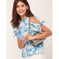 thumbnail image 5 of Moomaya Cold Shoulder Band Collar Short Sleeve Printed Top - Women's Trendy Top, 5 of 9