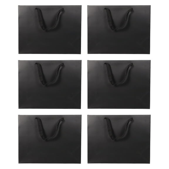 ifundom 6Pcs Paper Gift Bags with Handles Paper Shopping Bags Gift Wrapping Bags Black