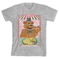 thumbnail image 4 of Bioworld Five Nights at Freddy's Fazbear's Pizza Fast Delivery Ad Layout Screen Print on Athletic Heather Tee-L, 4 of 5