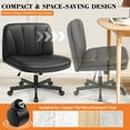 thumbnail image 5 of COOLHUT Criss Cross Chair with Wheels Armless Cross Legged Office Chair Wide Home Office Desk Chair Swivel Comfy Vanity Desk Chair Height Adjustable Mid Back Wide Seat Task Chair Black PU Leather, 5 of 9
